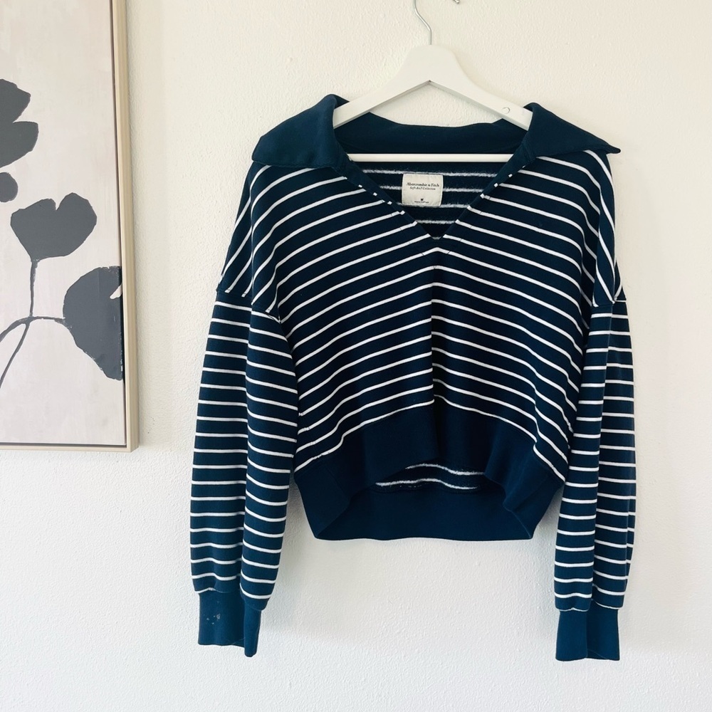Abercrombie Kids Navy and White Striped Top